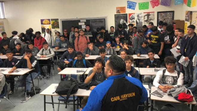 It's standing room only at the first meeting of the year back on January 10 shortly after Steven Arenas was hired as Carl Hayden's new head coach. (Photo Courtesy of Steven Arenas)