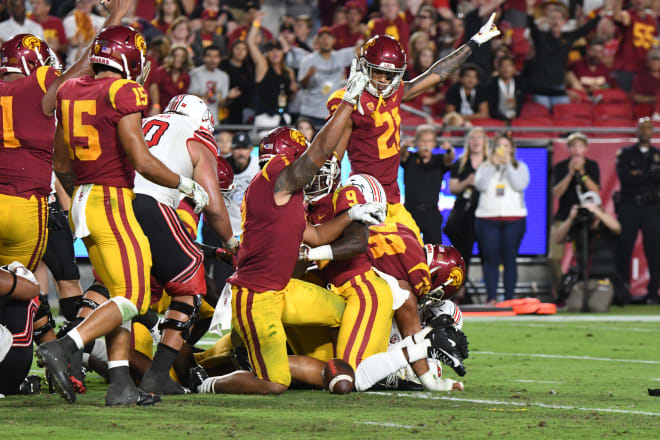 Greg Johnson's forced fumble late in the second quarter came after Utah had driven to USC's 2-yard line.