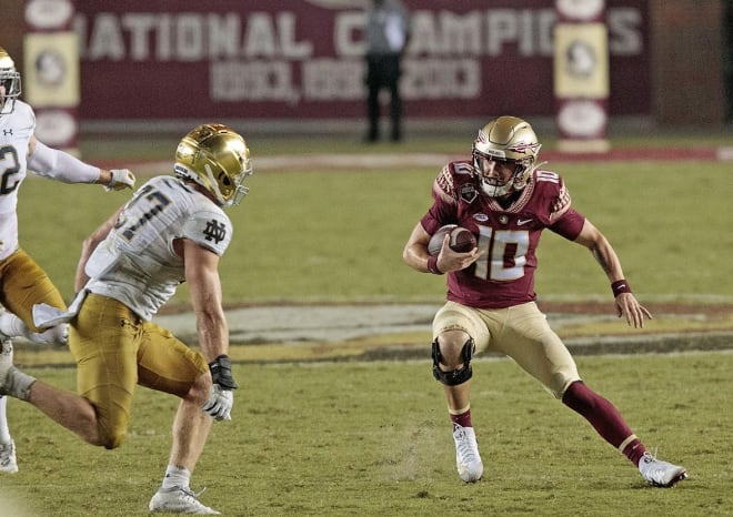 McKenzie Milton was 5=of-7 for 48 yards in his first career game for Florida State on Sunday night. 