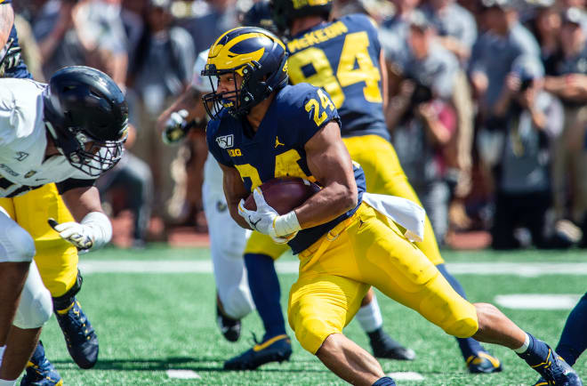 Michigan Wolverines football freshman running back Zach Charbonnet's 95 rushing yards per game are the fourth most in the Big Ten.