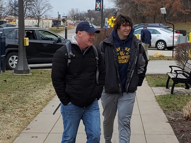 2024 four-star linebacker Payton Pierce (right) visited Notre Dame on Saturday. 