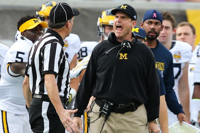 Jim Harbaugh has demonstrated plenty of passion against the Buckeyes. His team has yet to deliver.