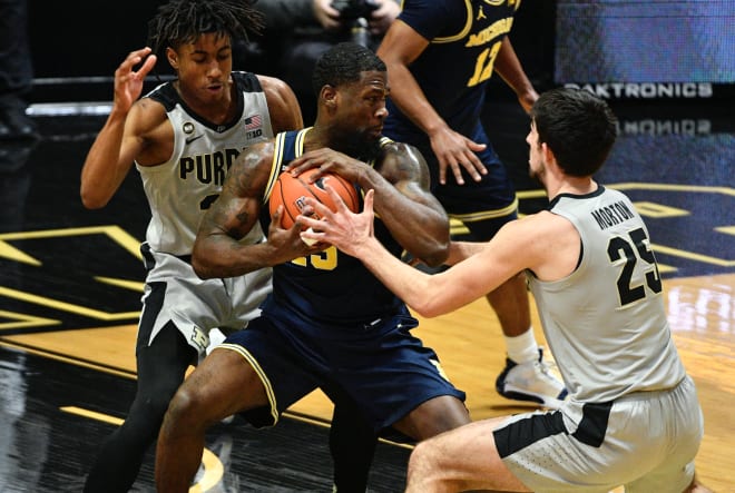 Michigan senior wing Chaundee Brown notched four points and grabbed five rebounds, playing solid defense in a win at Purdue