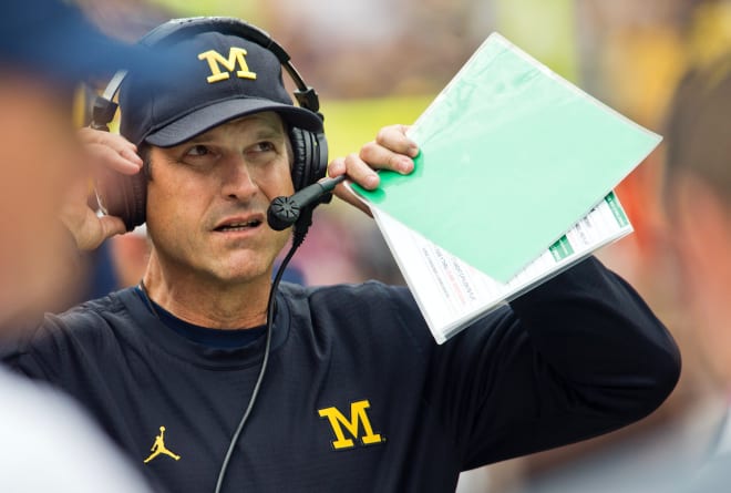Michigan Wolverines football coach Jim Harbaugh and his team are 3-0 in non-conference play.