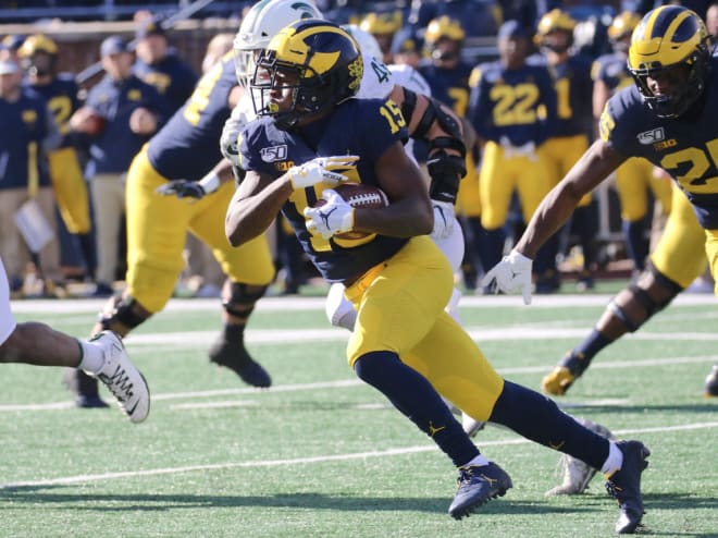 Michigan Wolverines football sophomore wide receiver Giles Jackson totaled four touchdowns in his U-M career.