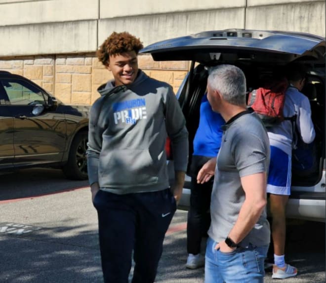 Rivals100 defensive end Keldric Faulk is greeted by FSU head coach on Sunday.