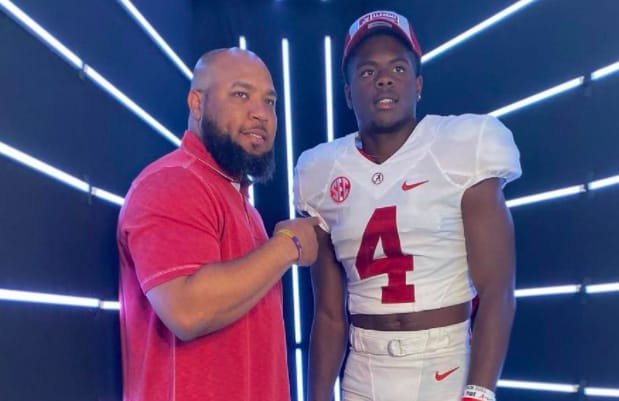 Rueben Owens (right) with Alabama running backs coach Robert Gillespie