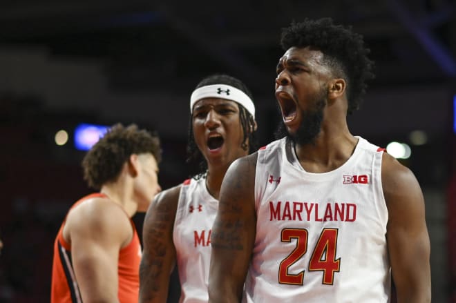 Senior forward Donta Scott (No. 24) is ready to lead the Terps in 2022-2023. 