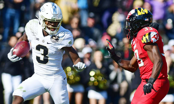 Purdue wide receiver David Bell runs after catch vs. Maryland