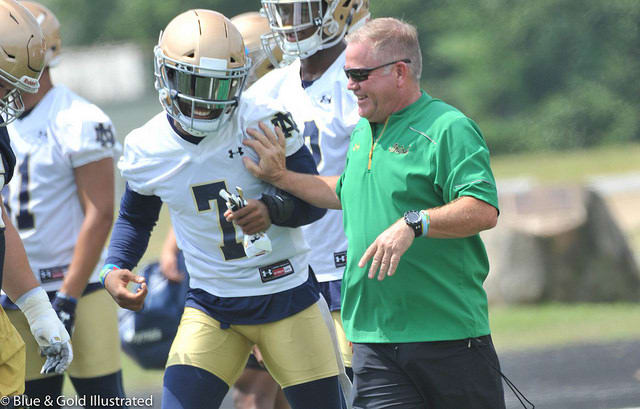 Brian Kelly and the Irish staff are expecting a breakout year from senior corner Nick Watkins (7).