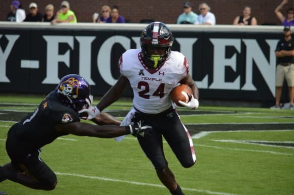 Running back David Hood and Temple came away with a 34-10 win over ECU in Greenville.