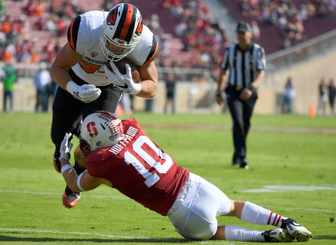 Oregon State RB Ryan Nall tackled by a Stanford defender in last year's game