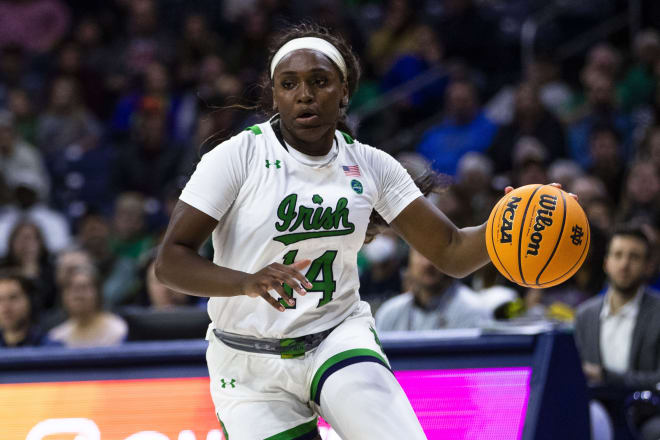 Freshman KK Bransford becomes a central figure in Notre Dame's NCAA Tournament run with All-American Olivia Miles out for the season.
