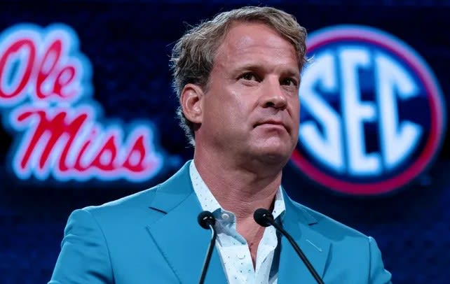 Lane Kiffin leads his Rebels in Sanford Stadium Saturday night.