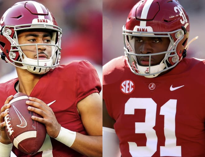 Alabama's Bryce Young, left, and Will Anderson, right. Photos, Getty Images.