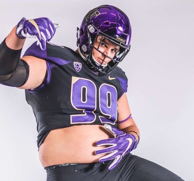2019 four-star Pittsburg (Calif.) defensive tackle Jacob Bandes during his unofficial visit to Washington on April 13-14. 