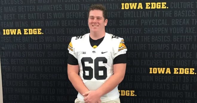 Class of 2019 offensive lineman Spencer Harris visited Iowa on Saturday.