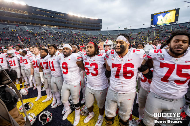 Branden Bowen (76) and Thayer Munford (75) led the Buckeyes to a big day on the ground.