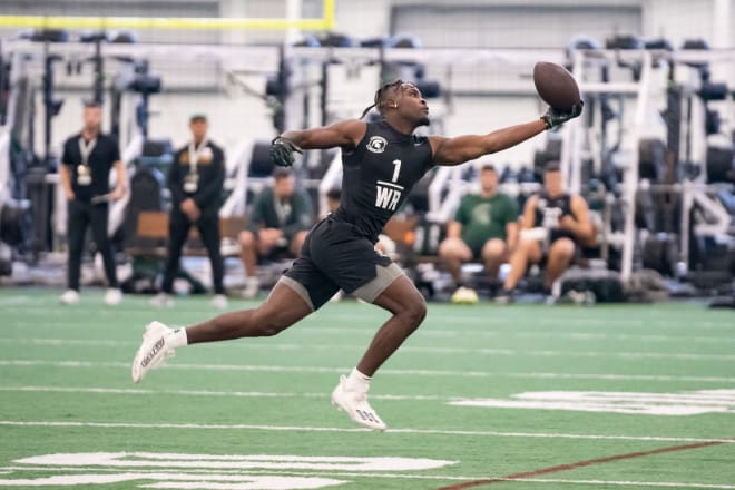 Jayden Reed at MSU's pro day (Michigan State Athletics)