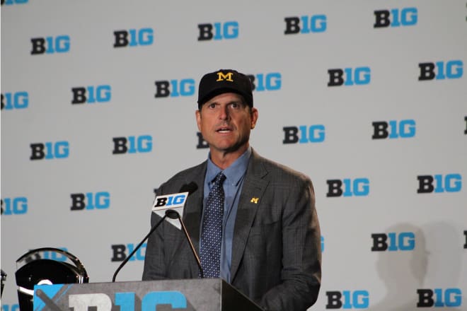 Michigan Wolverines football head coach Jim Harbaugh has won 49 games in six seasons (2020 was a shortened campaign) at U-M.