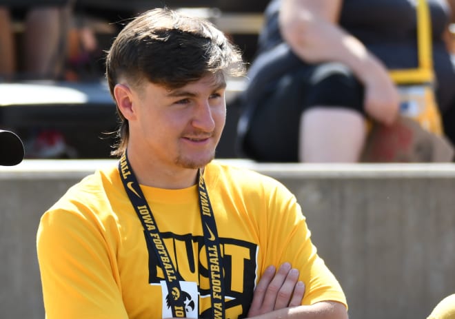 Iowa QB commit Carson May was in Kinnick Stadium to watch the Hawkeyes on Saturday.