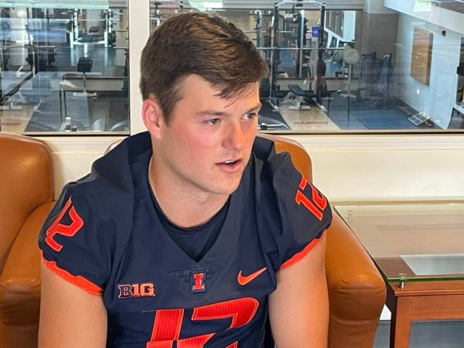 Quarterback Kirkland Michaux during Illini football media day