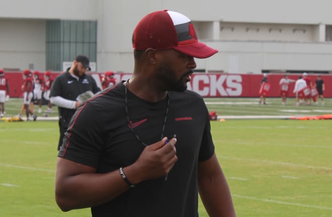 Travis Williams during Arkansas fall camp in Fayetteville.