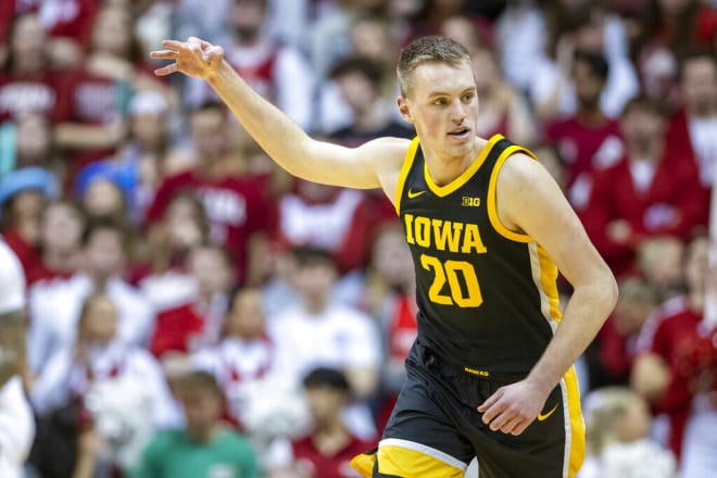 Payton Sandfort celebrates after making a big shot against Indiana.