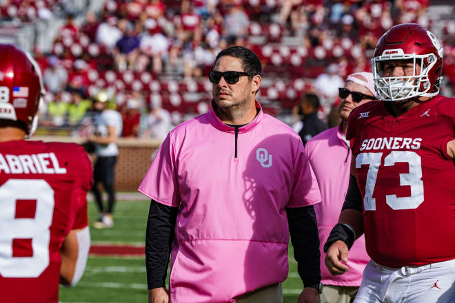 Lebby watches pregame reps prior to the Sooners' Oct. 21 tilt with UCF