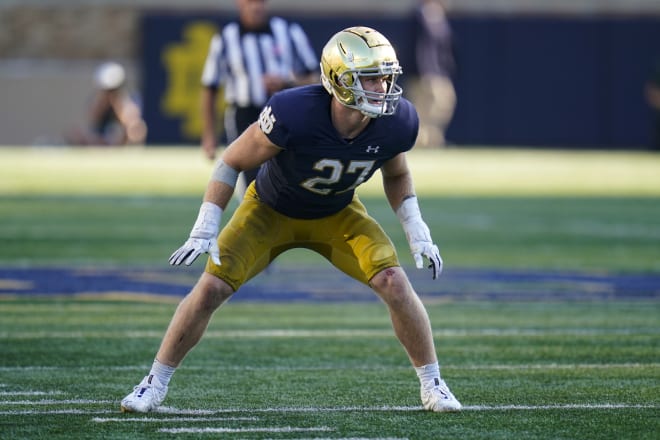 Notre Dame Fighting Irish football junior linebacker JD Bertrand