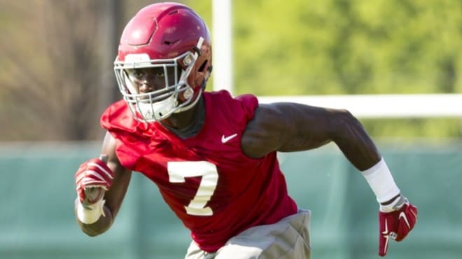 Alabama linebacker Dylan Moses has received plenty of praise as an early enrollee this spring. Photo | Laura Chramer