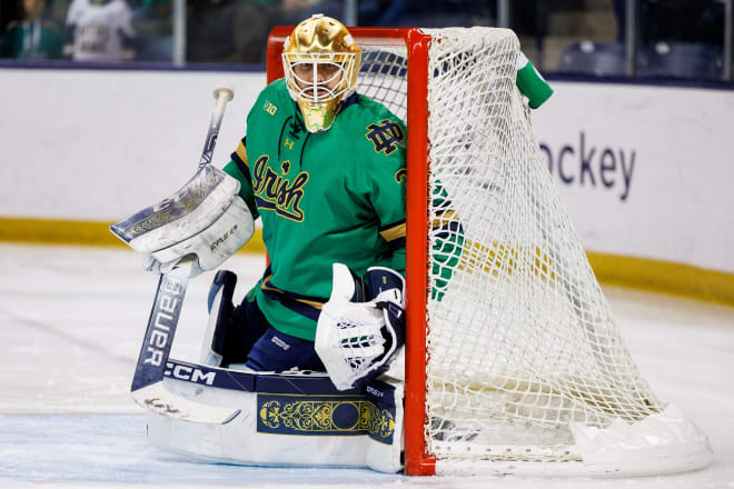 Notre Dame goalie Ryan Bischel on Friday became the first Irish player to earn All-America status since 2019. 