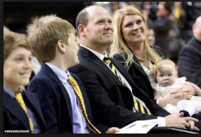 The Odom family awaiting Barry's introduction as the Tigers' head coach in December 2015.