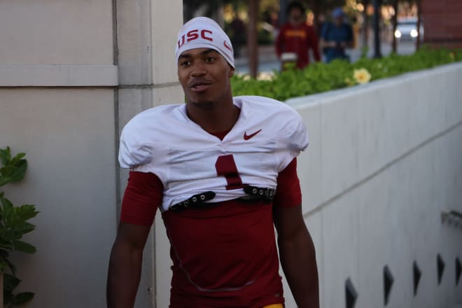Wide receiver Gary Bryant Jr. walks out to USC practice Tuesday morning.
