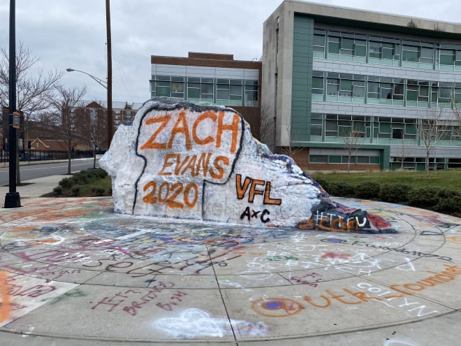 Fans painted the famous Rock on Tennessee’s campus for Evans on Saturday.