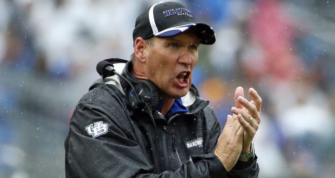 Buffalo head coach Lance Leipold during his last trip to Beaver Stadium in 2015.