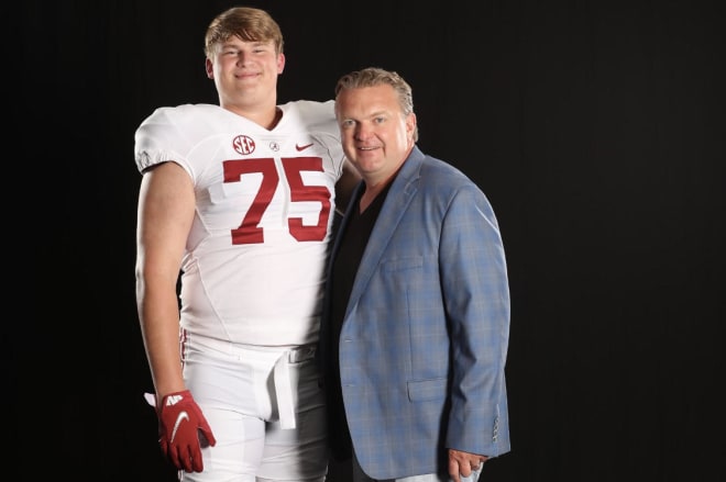 Wilkin Formby with Alabama OL coach Eric Wolford