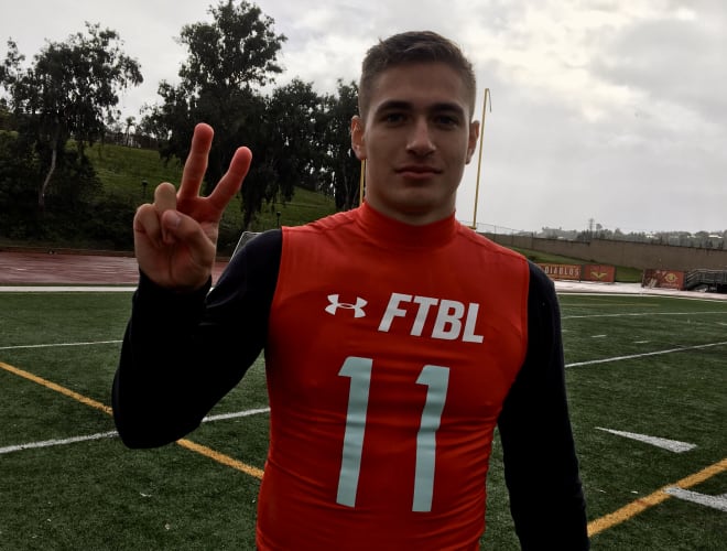 Jake Garcia, a 4-star 2021 QB committed to USC, competed at the Under Armour All-America regional camp Sunday in Mission Viejo.