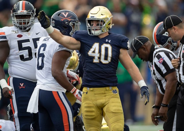 Notre Dame football head coach linebacker Drew White