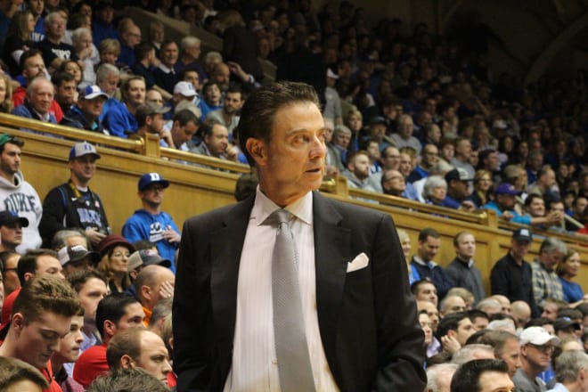 Louisville coach Rick Pitino coached his first game at Cameron Indoor Stadium Monday night.
