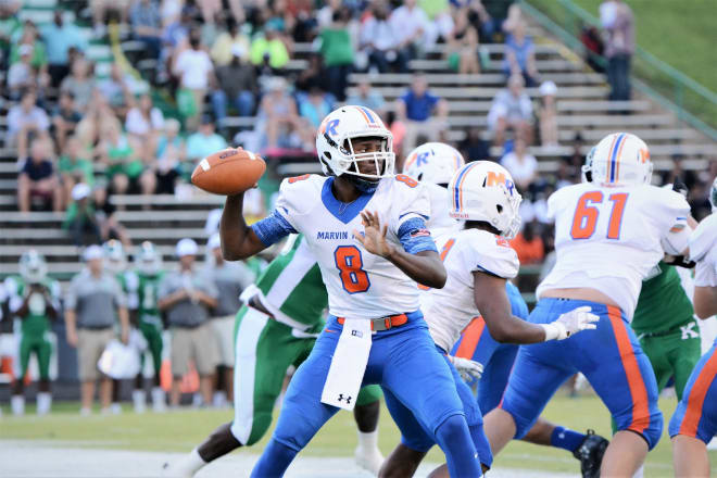 QB Bryce McLain and the Marvin Ridge Mavericks are 8th in this week's 3A Poll. (Photo: Curt Fowler)