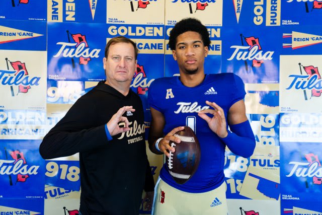 Tim Carpenter with Tulsa QB coach Steve Spurrier Jr.