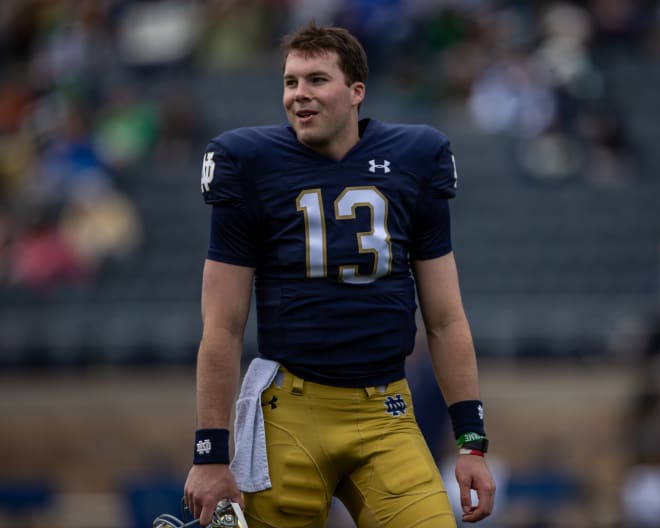 Duke transfer Riley Leonard is back to 100% healthy and ready to compete to be Notre Dame's No. 1 quarterback.