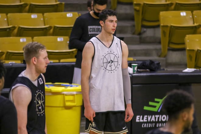 Colorado freshman guard Luke O'Brien during practice 