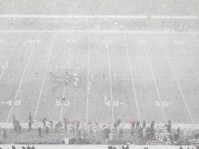 A clear, cold day at Notre Dame Stadium turned into a snow-globe experience during a 44-0 Irish rout of BC.