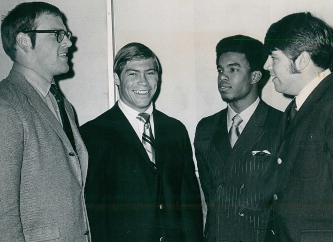 From L to R: Bill Brundige, Bobby Anderson, Eric Harris and Steve Engel — the four Colorado seniors chosen in the 1970 NFL Draft.