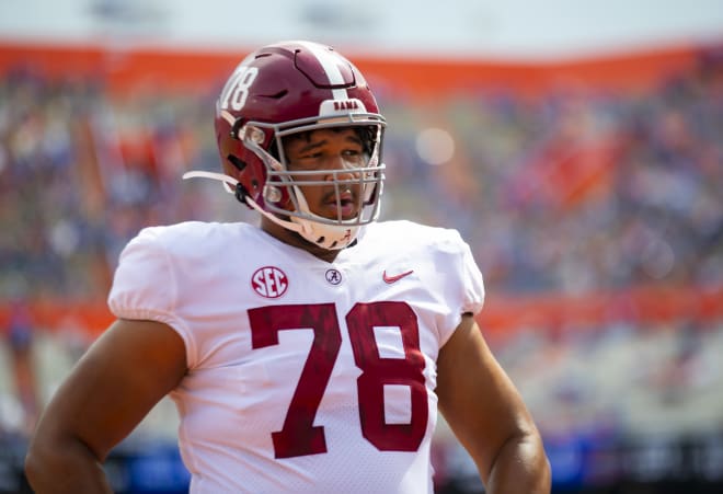 Alabama Crimson Tide offensive lineman Amari Kight (78) against the Florida Gators at Ben Hill Griffin Stadium. Photo | Mark J. Rebilas-USA TODAY Sports