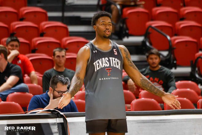 KJ Allen doing warmups during Texas Tech's first official practice in late September.