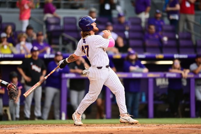 LSU third baseman Tommy White raised his RBI total to 79 on the season after knocking in four runs in the Tigers' 14-4 run-rule win over Northwestern State in Alex Box Stadium on Tuesday night.