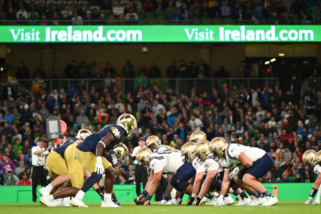 The Irish defensive front dominated the line of scrimmage against Navy, holding the Mids to 169 total yards.
